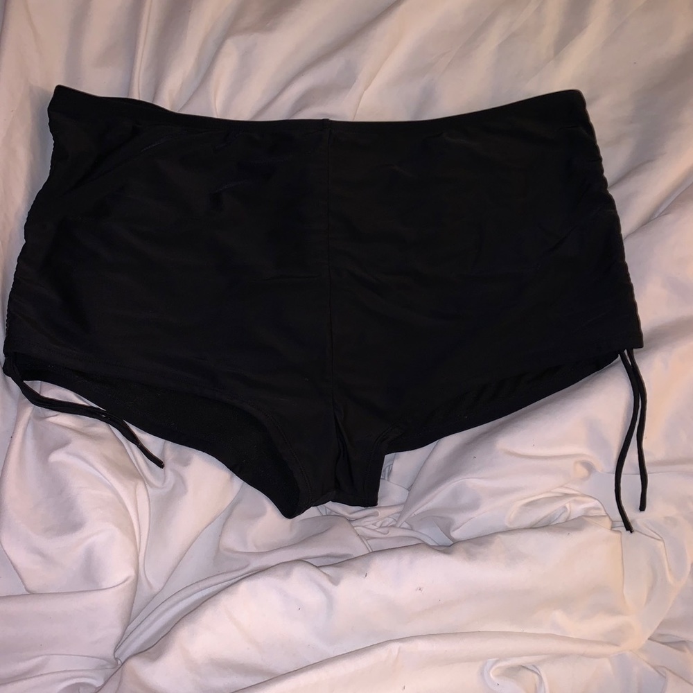 Black Swim Shorts with Adjustable Ruched Sides